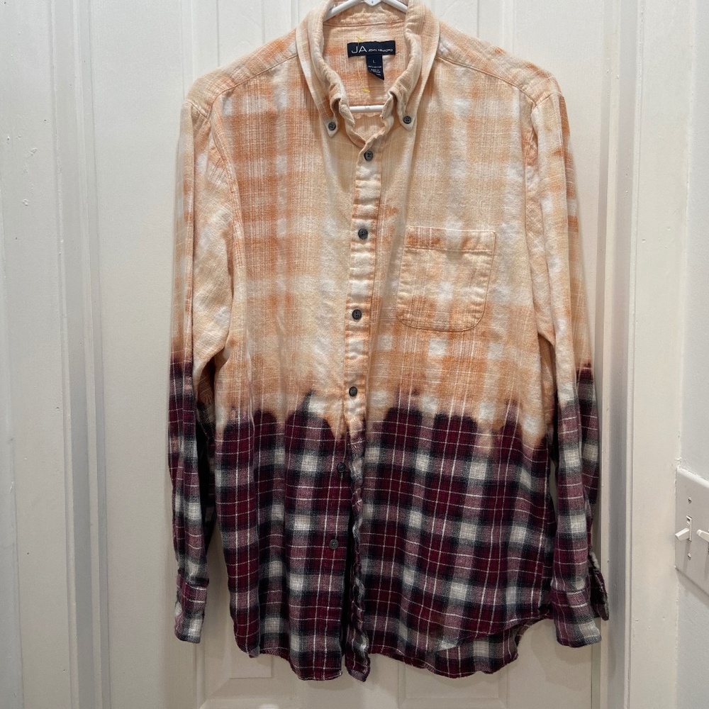 bleach dip dye plaid shirt